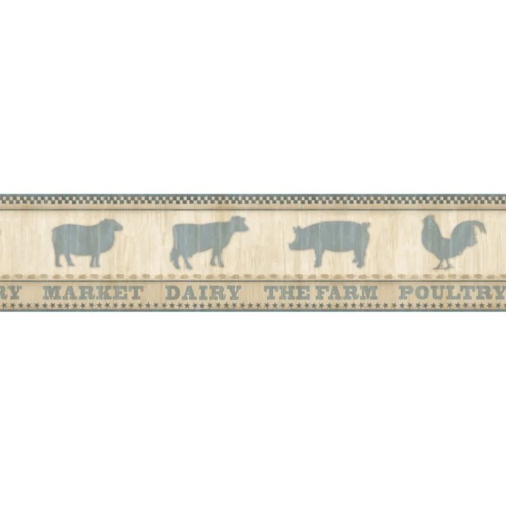 Wallpaper Border Grace Blue Farmers Market